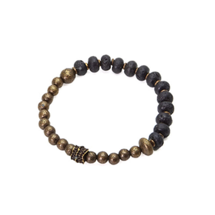 Bracciale rigido con polsino in pietra lavica e rame Balance