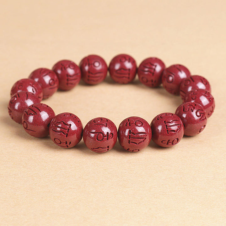 Braccialetto di perline Buddha Stones Natural Double PiXiu Cinnabar Om Mani Padme Hum Wealth Luck