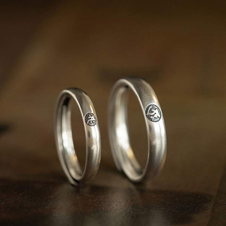 Anello di coppia di benedizione del Buddha Buddha Stones in argento sterling 925, zodiaco cinese, natale - image 2