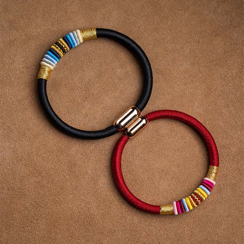 Braccialetto intrecciato con fibbia magnetica e protezione del nodo King Kong fatto a mano tibetano Buddha Stones