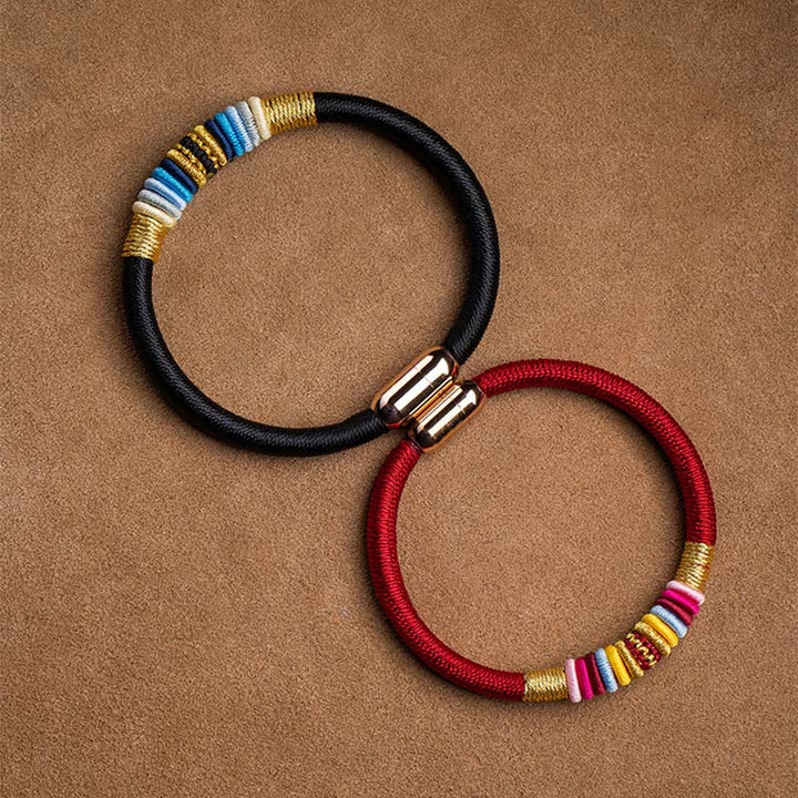 Braccialetto intrecciato con fibbia magnetica e protezione del nodo King Kong fatto a mano tibetano Buddha Stones