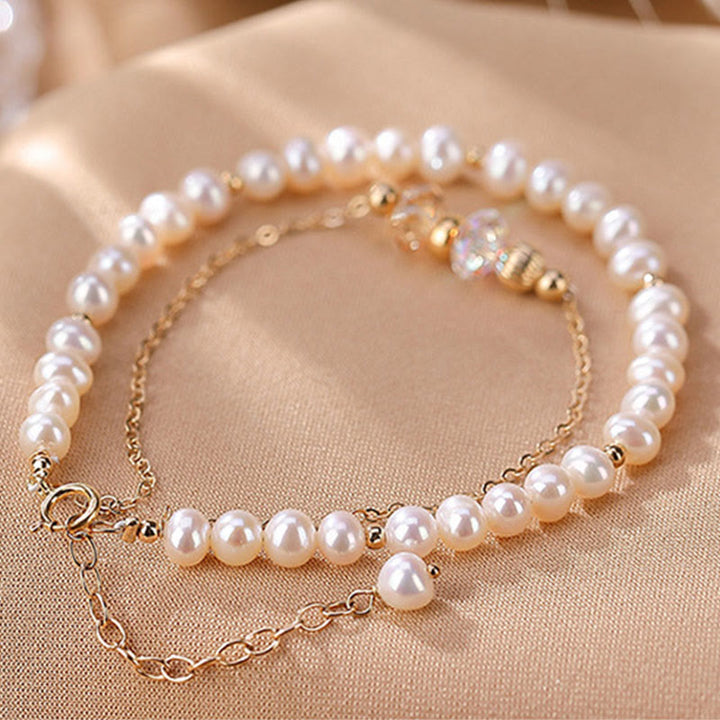 Bracciale Buddha Stones in argento sterling 925 placcato oro 14k con perle naturali e cristalli curativi a doppio strato - image 6