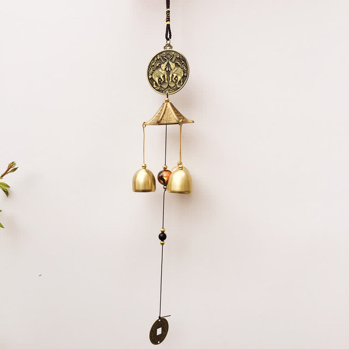 Buddha Stones Benedizione Lettera Elefante Bagua Moneta di Buon Auspicio Appeso al Muro Campanello Campana Decorazione per la Casa Fatta a Mano