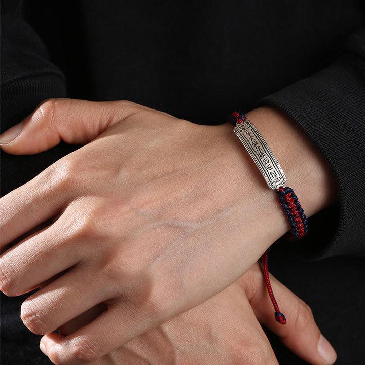 Braccialetto di protezione con amuleto della pace in argento sterling 925 Buddha Stones