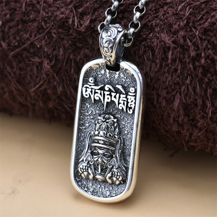 Buddha Stones 925 Sterling Silver Zakiram Dea della Ricchezza Om Mani Padme Hum Collana Pendente della Pace