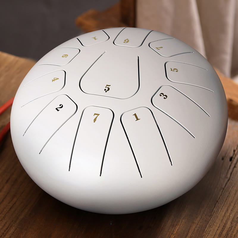 Buddha Stones Steel Tongue Drum Sound Healing Mindfulness Meditazione Yoga Drum Kit 11 Note 8 Pollici - Bianco - image 6