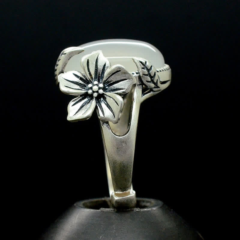 Anello in argento sterling 990 con calcedonio naturale e prugna, armonia positiva - image 9