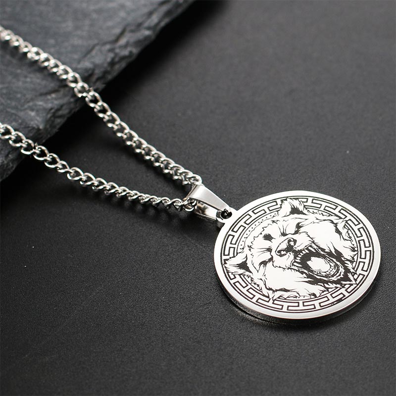 Collana con ciondolo di protezione in acciaio al titanio con Buddha Stones