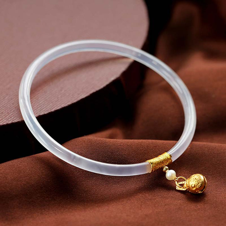 Braccialetto di successo in giada bianca ciano naturale Buddha Stones