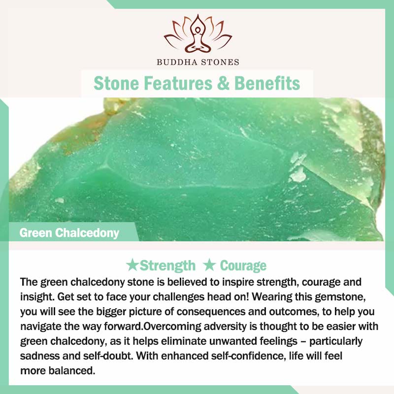 Anello Buddha Stones in calcedonio verde naturale placcato oro 18K