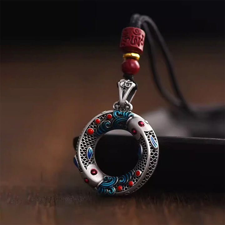 Buddha Stones Koi Fish Peace Buckle Rame Ricchezza Fortuna Collana Pendente