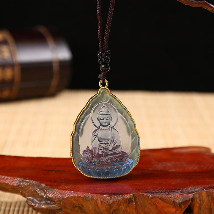 Collana con ciondolo di cristallo Liuli Buddha tibetano e serenità - Buddha blu - image 9