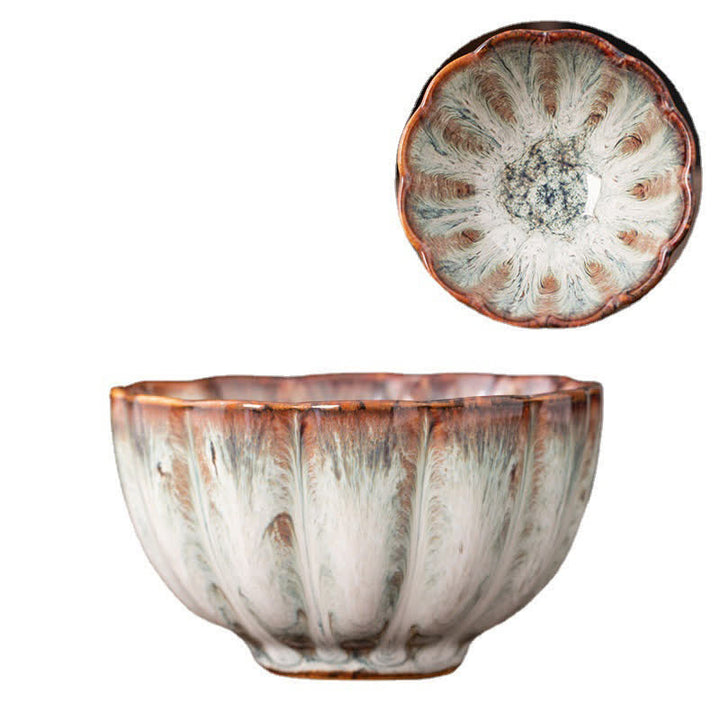 Buddha Stones Peach Blossom Pattern Tazza da tè in ceramica Tazze da tè a forma di fiore