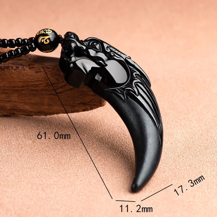 Collana con ciondolo di protezione con motivo a dente di drago dello zodiaco cinese in giada nera naturale Buddha Stones - image 8