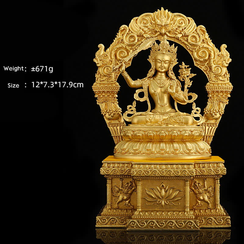 Statua di Buddha della medicina Shakyamuni Amitabha, statua in rame della serenità, decorazione per la casa - Manjushri Bodhisattva e base da 10 cm - image 11