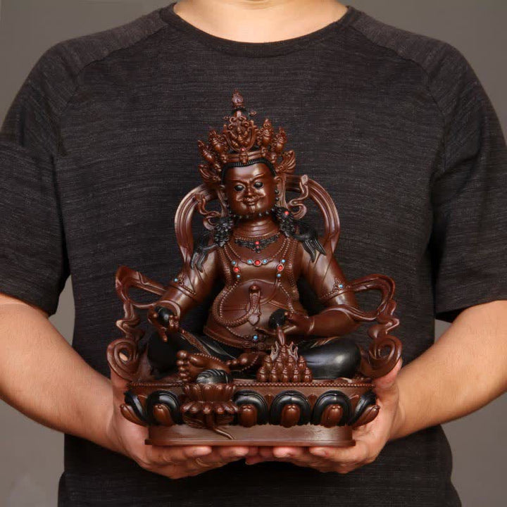 Statua in rame della compassione della statuetta del Bodhisattva Jambhala giallo, decorazione per la casa e l'ufficio