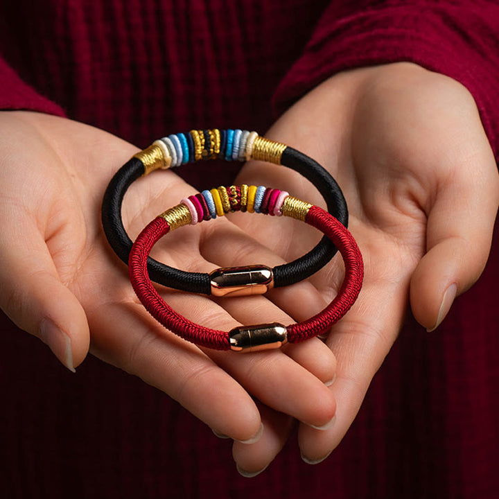 Braccialetto intrecciato con fibbia magnetica e protezione del nodo King Kong fatto a mano tibetano Buddha Stones