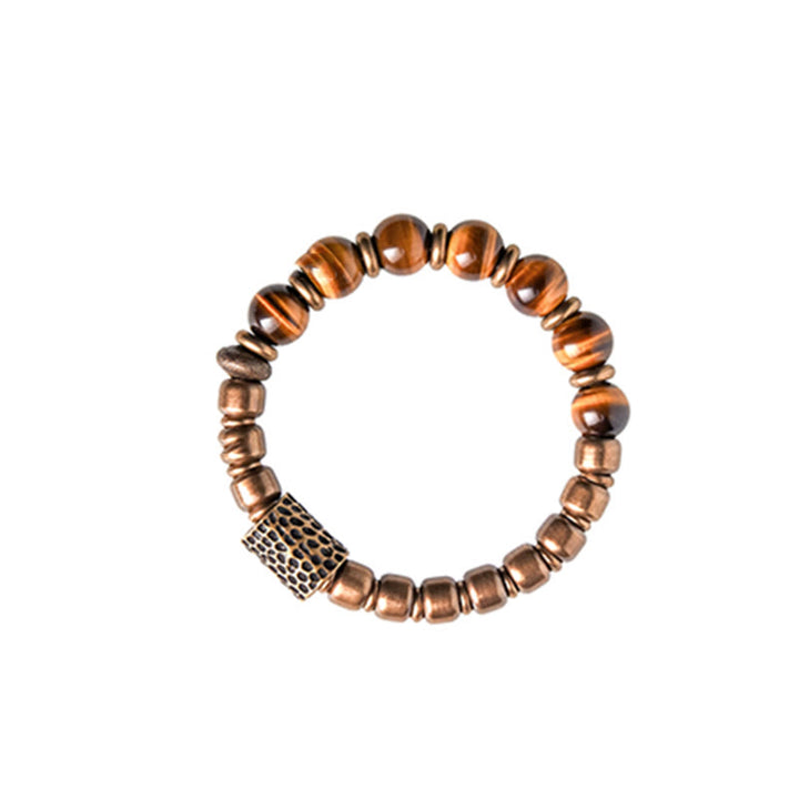 Braccialetto di protezione in rame con pietra occhio di tigre Buddha Stones