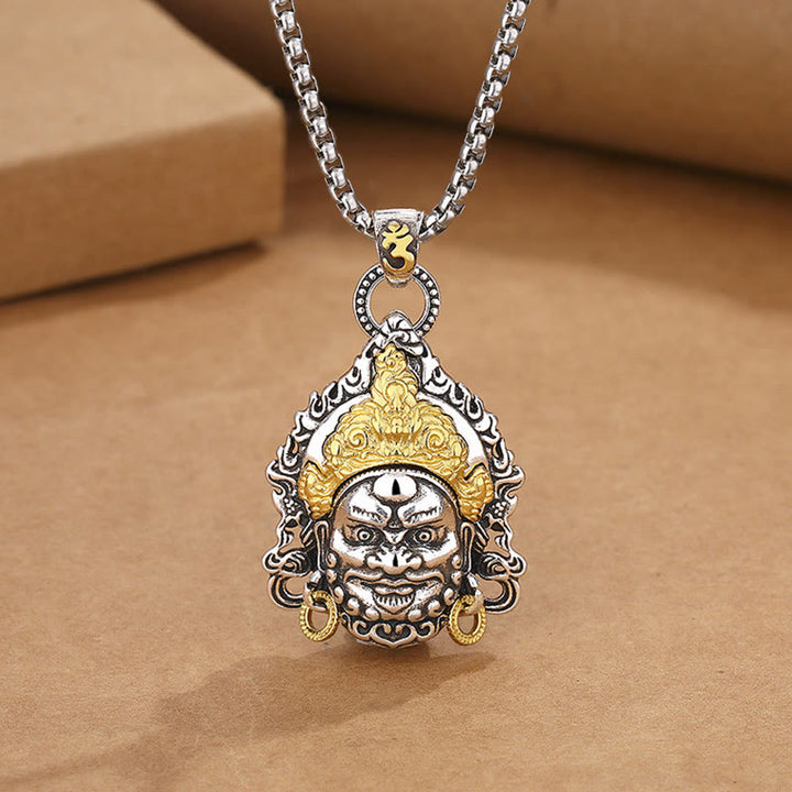 Buddha Stones Amuleto Dio della Ricchezza Giallo Rame Fortuna Collana Pendente