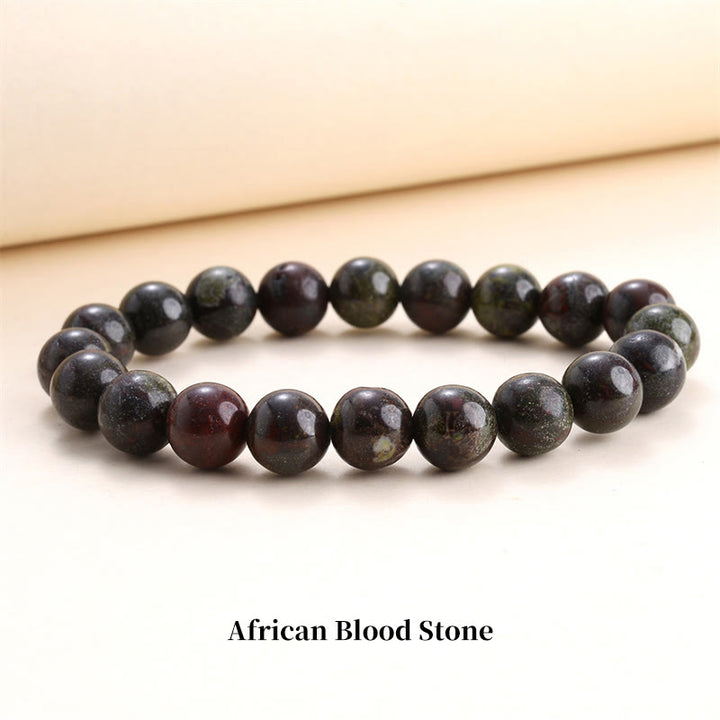 Braccialetto di perle curative in quarzo naturale Buddha Stones - 8 millimetri - Pietra di sangue africana - image 15