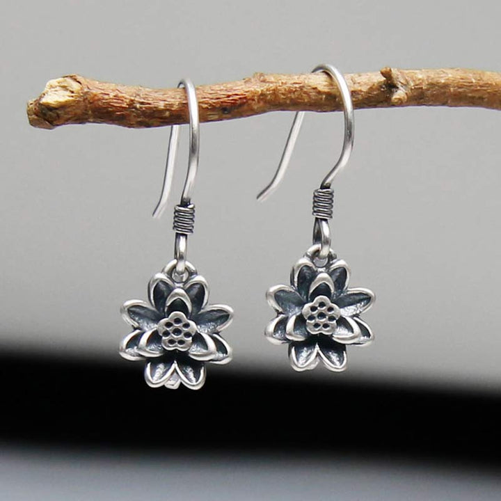 Orecchini Buddha Stones 925 Sterling Silver Lotus Flower Enlightenment
