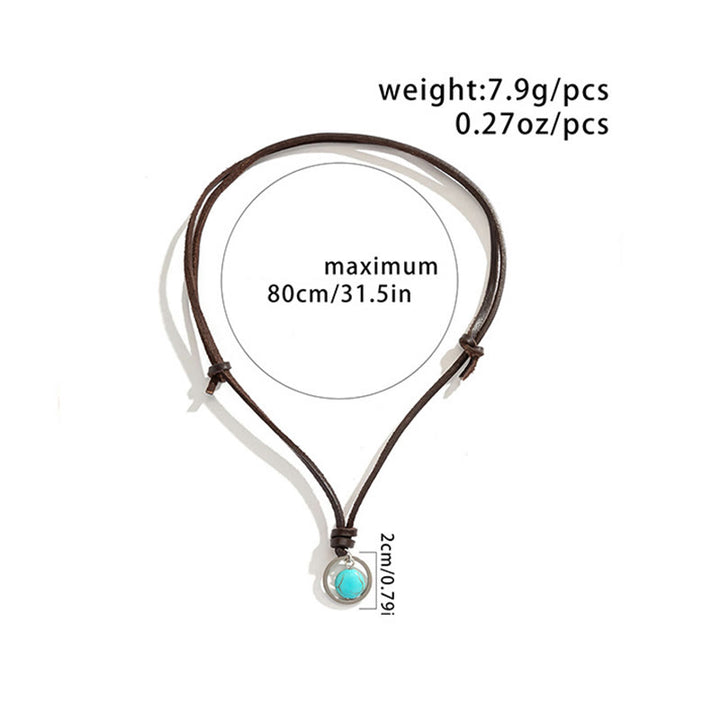 Collana con ciondolo in pietra turchese rotonda con pietre Buddha Stones e forza di protezione