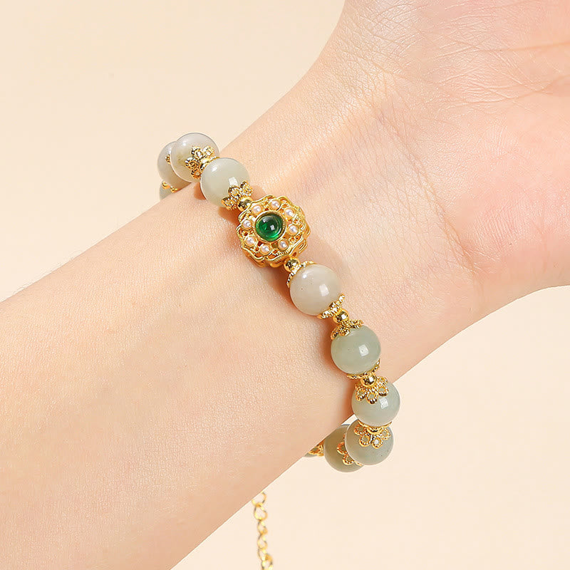 Braccialetto a catena con perline di giada naturale Buddha Stones Prosperity