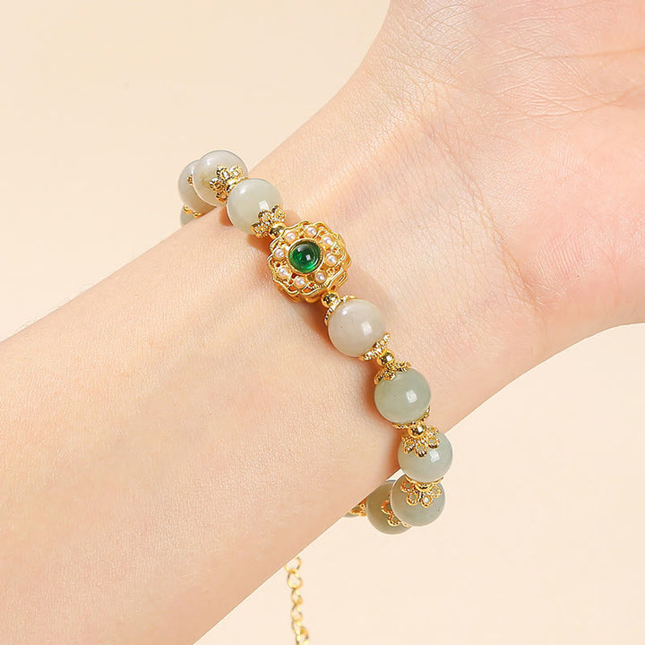 Braccialetto a catena con perline di giada naturale Buddha Stones Prosperity