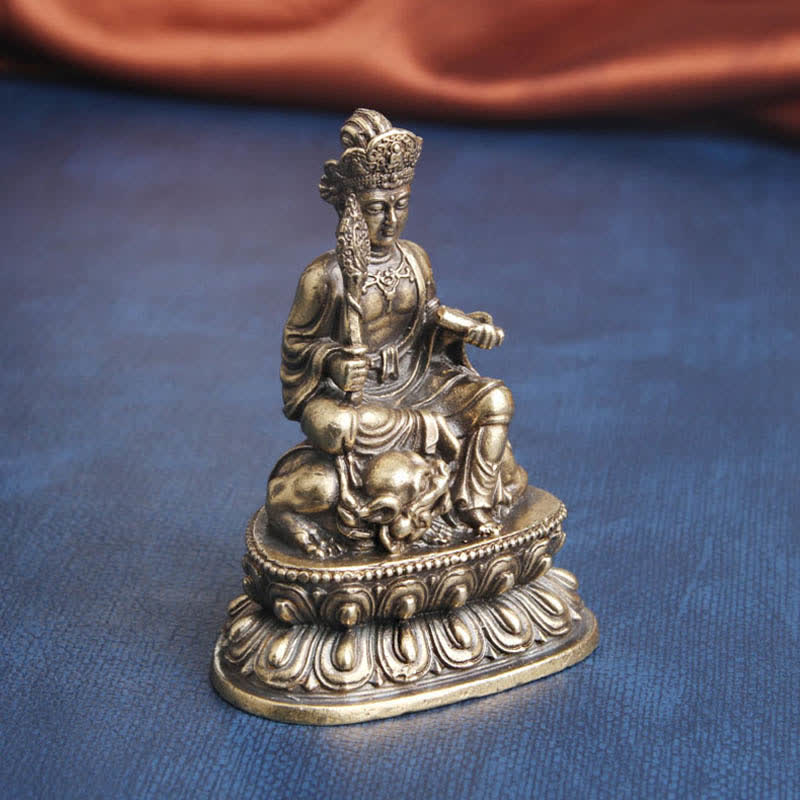 Buddha Stones Manjusri Bodhisattva Serenità Statua in rame Decorazione - image 1