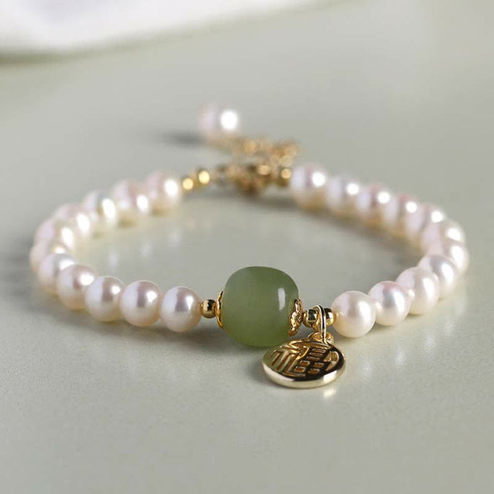 Braccialetto di perle di guarigione della felicità in giada Hetian con perle naturali Buddha Stones