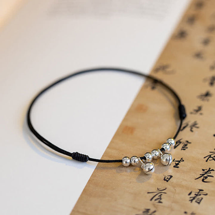 Buddha Stones 925 Sterling Silver Red String Braid Bell Charm Cavigliera