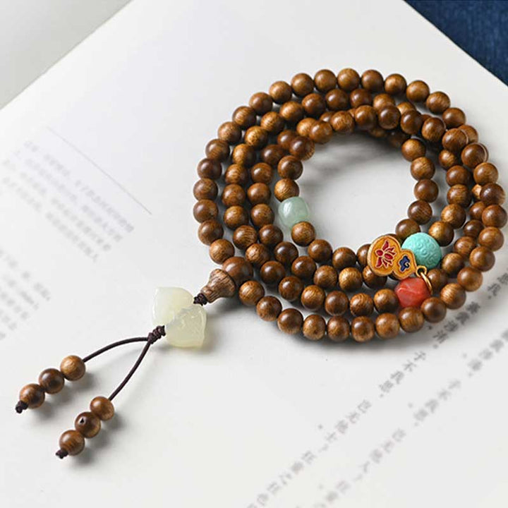 Braccialetto di protezione e calma in palissandro tibetano Buddha Stones Mala