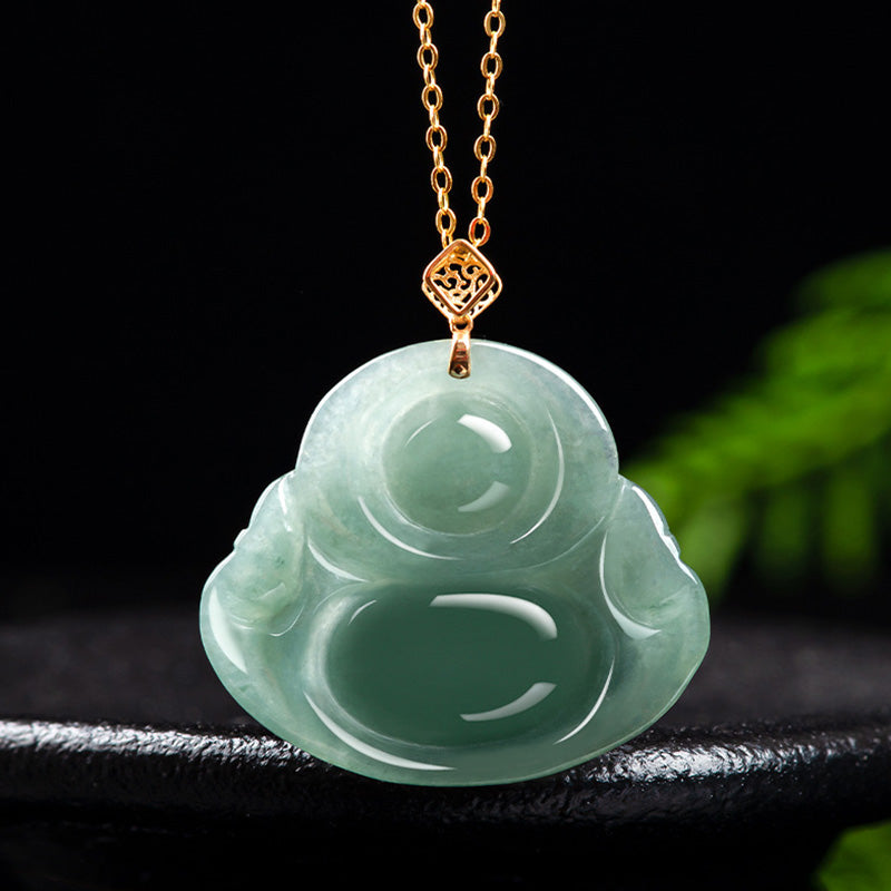 Collana con ciondolo in giada naturale Buddha che ride e abbondanza di prosperità - image 8