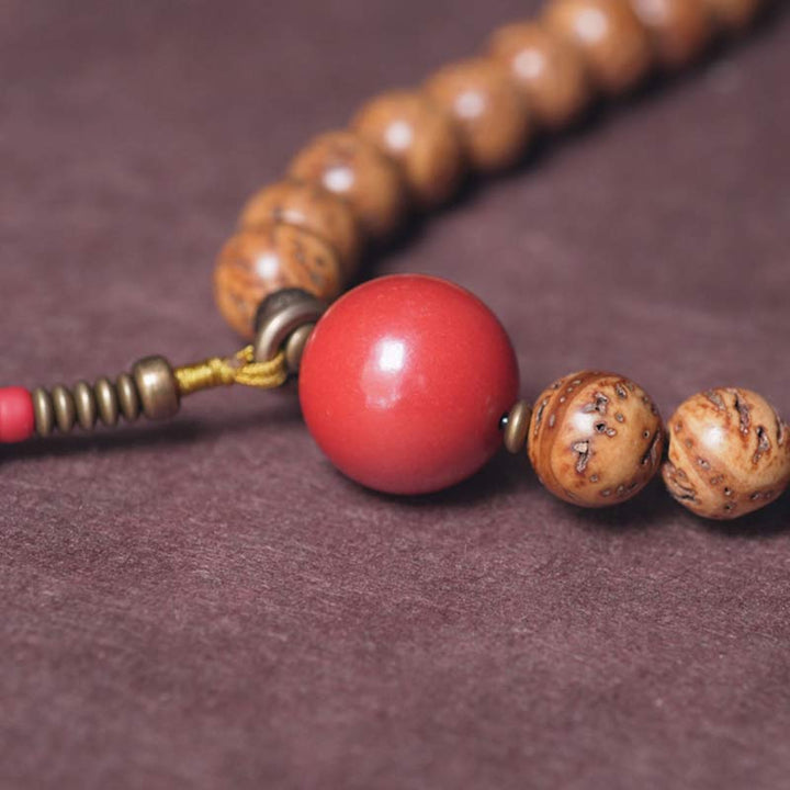 Buddha Stones 108 Mala Beads Bodhi Seed Saggezza Pace Nappa Bracciale