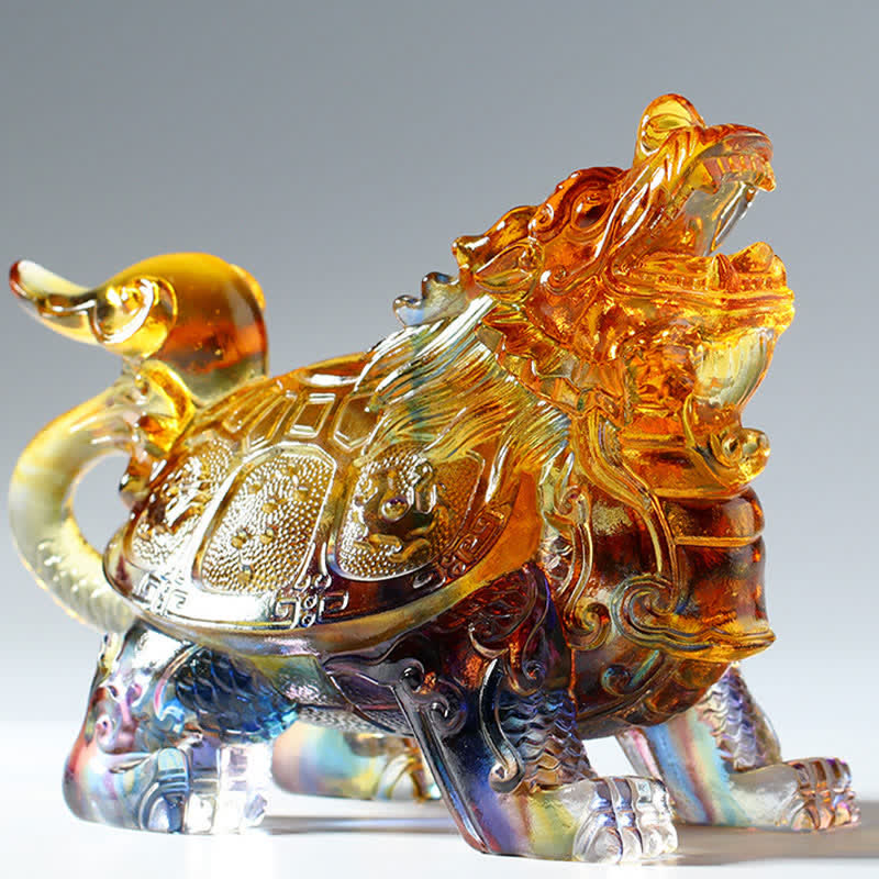 Feng Shui Drago Tartaruga Fatto a Mano Liuli Cristallo Arte Pezzo Decorazione Casa Ufficio