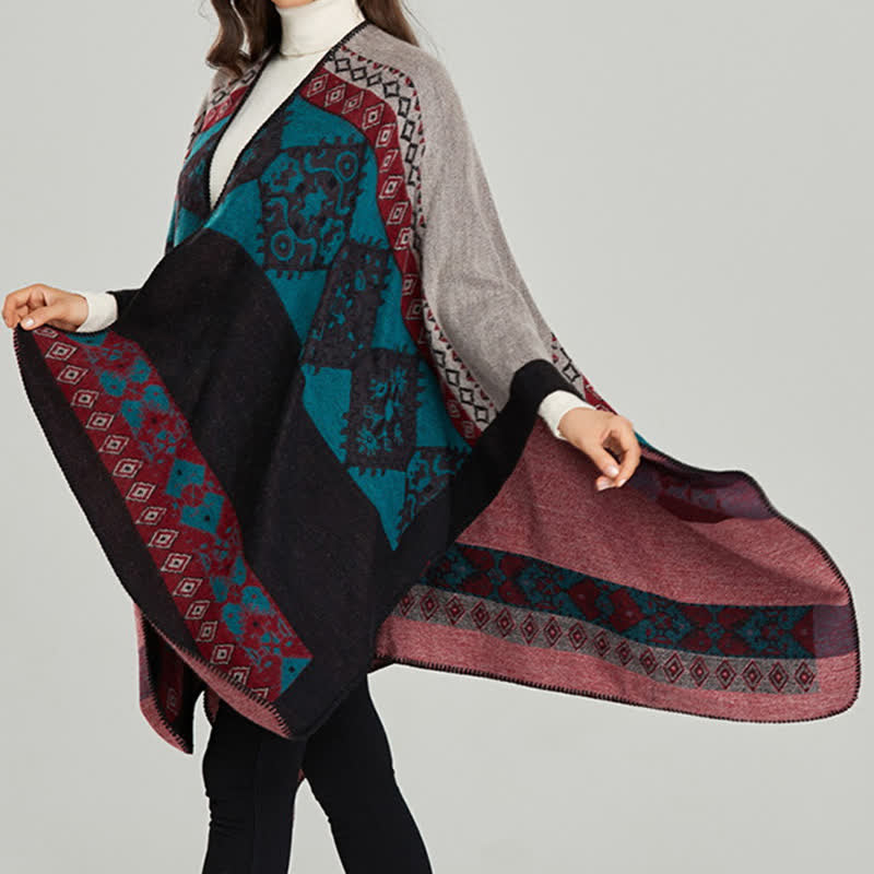 Scialle tibetano con motivo a diamante Buddha Stones, caldo mantello invernale - image 19