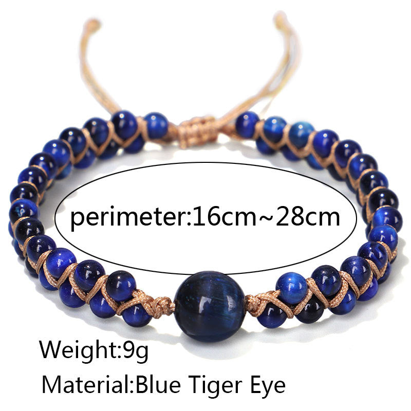 Braccialetto di protezione in pietra divina occhio di tigre blu Buddha Stones