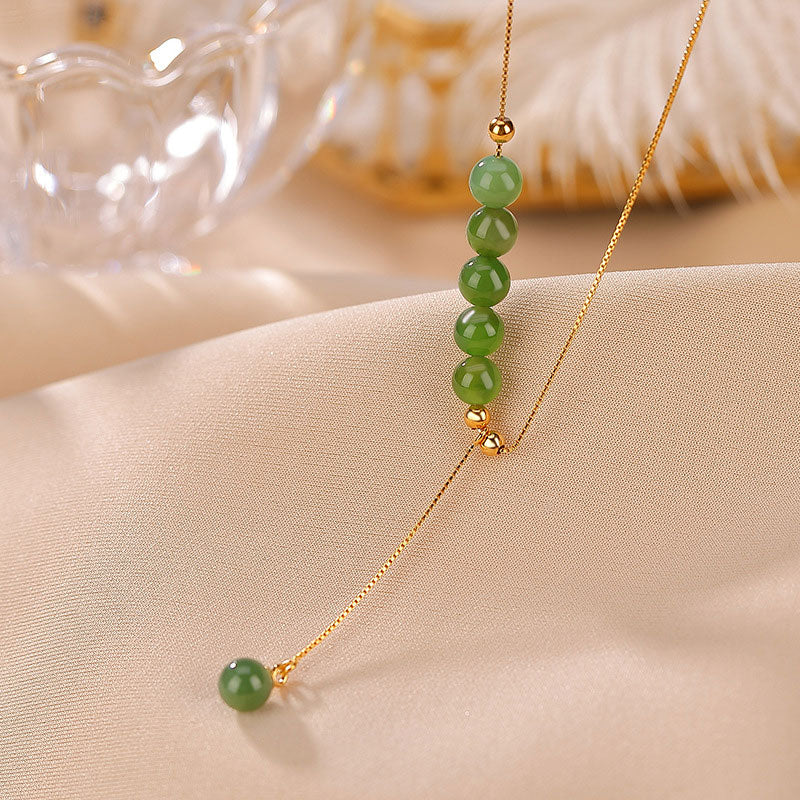 Collana con ciondolo curativo in argento sterling 925 con perle di giada ciano e Buddha Stones