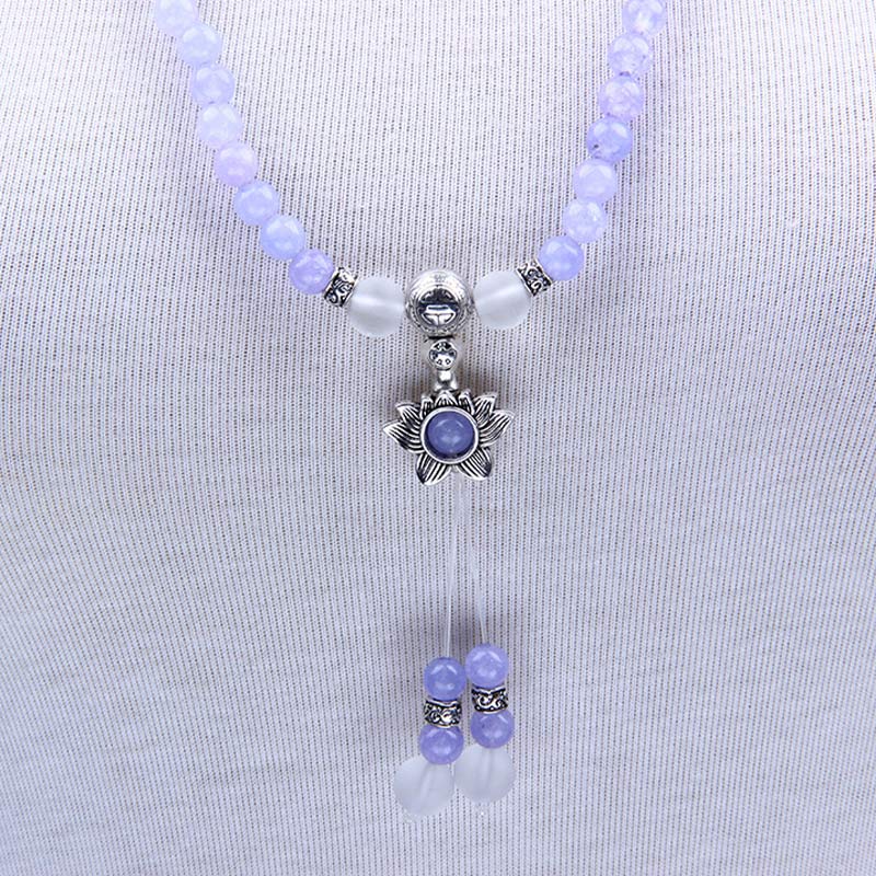 Braccialetto Mala con perline di diaspro viola Buddha Stones Strength