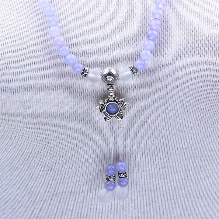 Braccialetto Mala con perline di diaspro viola Buddha Stones Strength