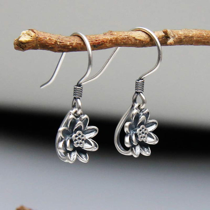 Orecchini Buddha Stones 925 Sterling Silver Lotus Flower Enlightenment