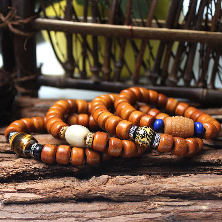 Bracciale Buddha Stones, perline di osso tibetano, Om Mani Padme Hum