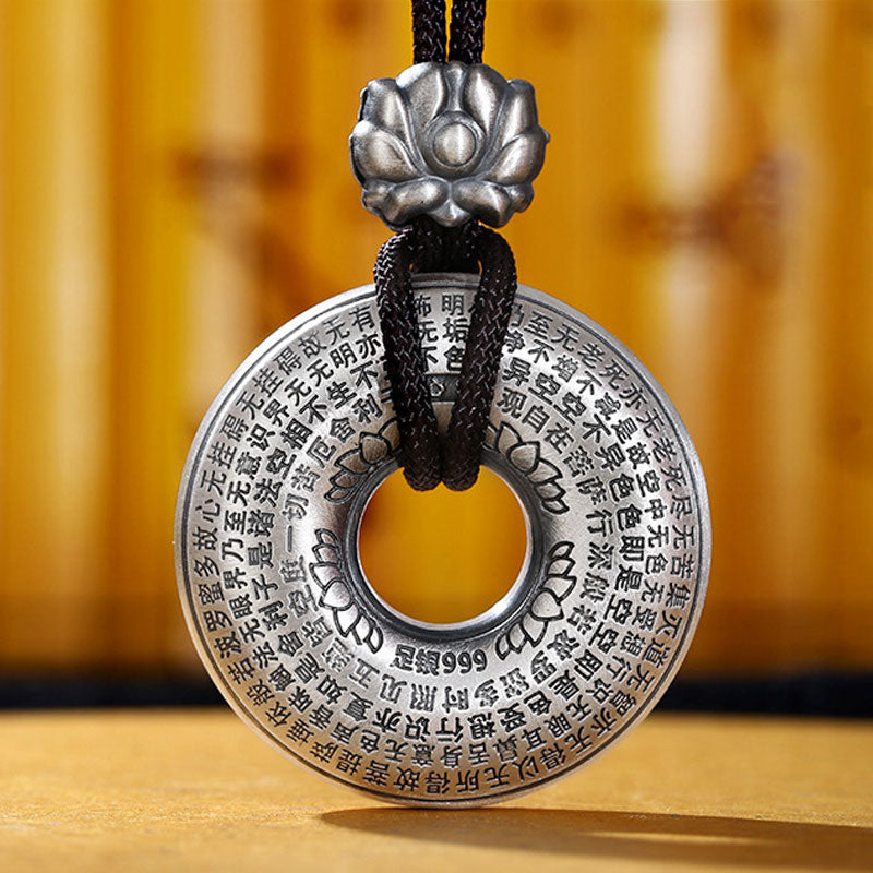 Collana con ciondolo a forma di fibbia della pace con cuore in argento sterling 999, Buddha Stones - image 6
