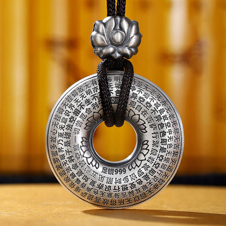 Collana con ciondolo a forma di fibbia della pace con cuore in argento sterling 999, Buddha Stones - image 6