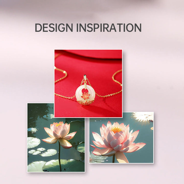 Collana con ciondolo a forma di fiore di loto in giada bianca Hetian, in argento sterling 925, Buddha Stones - image 8