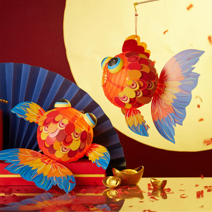 Buddha Stones fai da te Lanterna di carta per pesci koi portafortuna, lanterna per bambini, decorazione per festival di metà autunno
