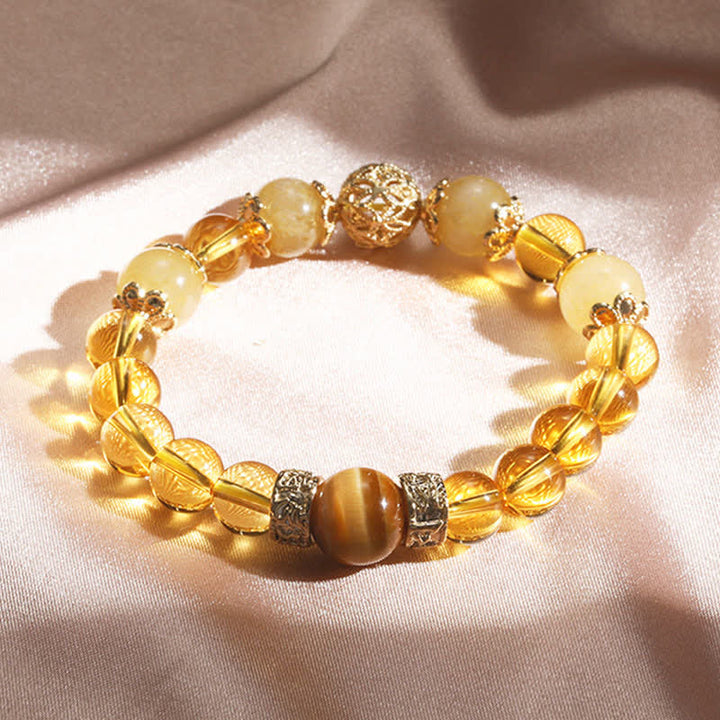 Braccialetto di perline di Buddha Stones Citrine Generosità Prosperità