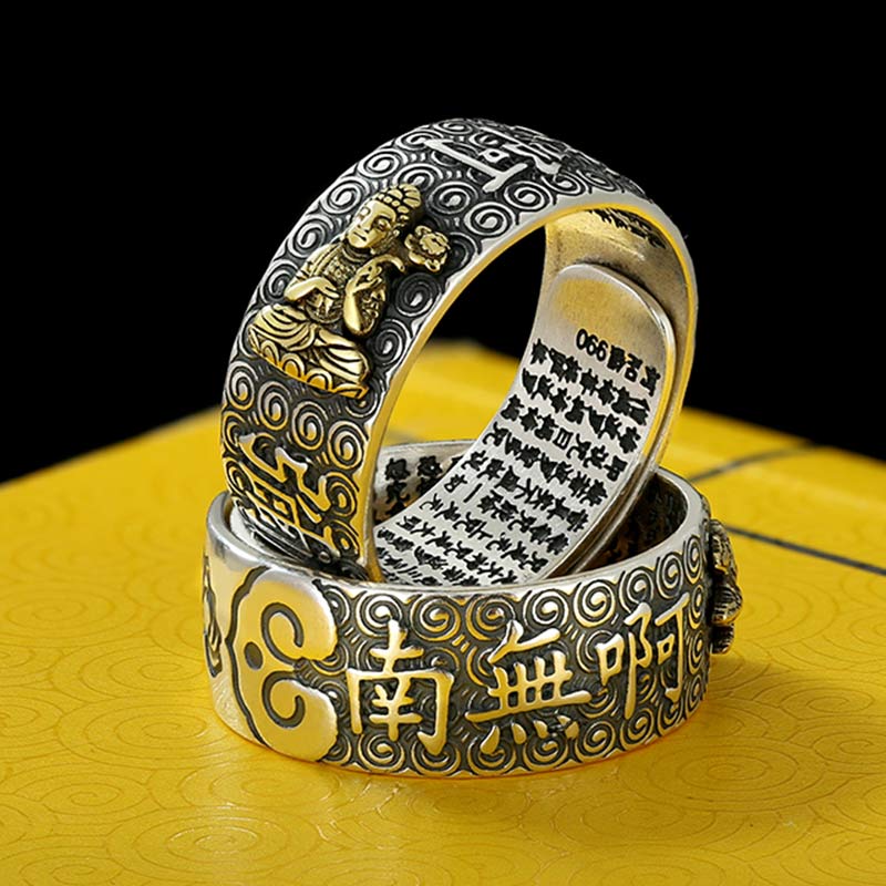 Buddha Stones Zodiaco cinese Buddha natale Ricchezza Fortuna Anello regolabile
