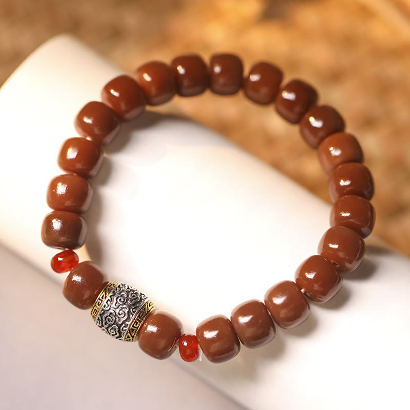 Braccialetto di perline di carattere Fu Buddha Stones, semi di Bodhi, nuvola di buon auspicio, pace