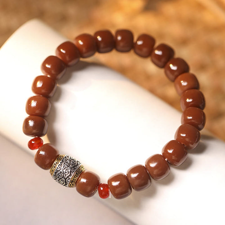 Braccialetto di perline di carattere Fu Buddha Stones, semi di Bodhi, nuvola di buon auspicio, pace
